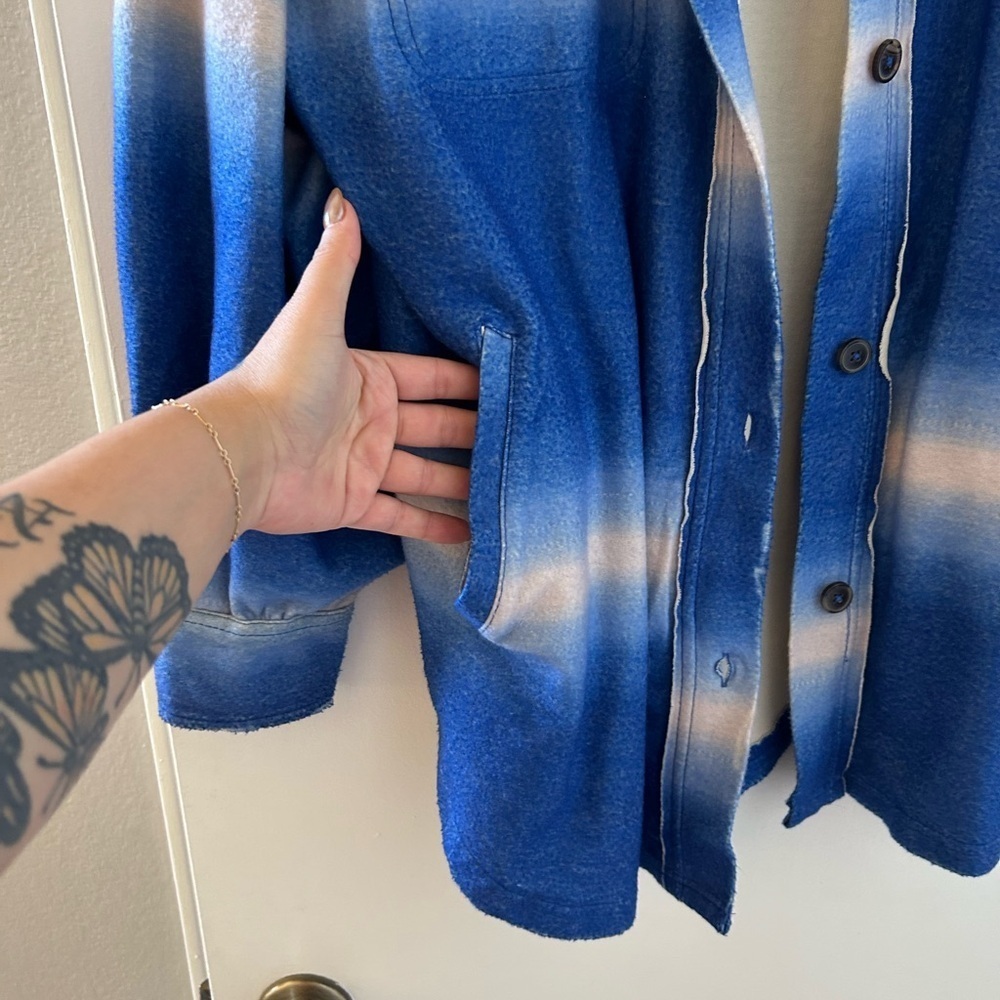 Free people Blue and Cream Knit Jacket - Picture 2 of 7
